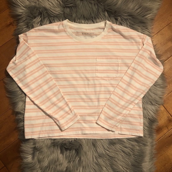 Everlane Pink Striped Pocket Tee Size XSmall - Picture 3 of 4